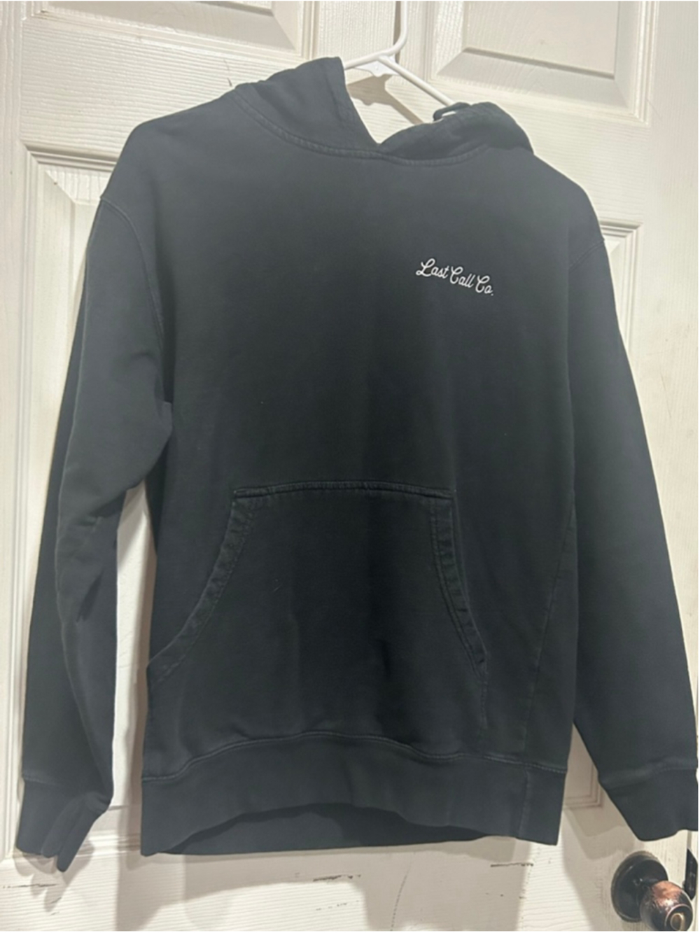 Men's Last Call Co. Black Hoodie with Floral Graphic, Size S